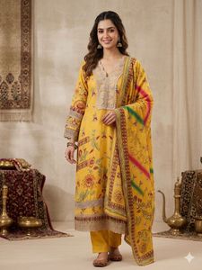 Yellow Floral Print Kurta Set