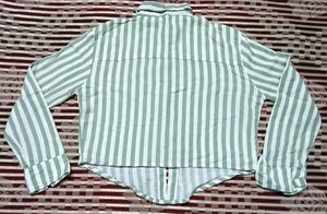 Striped Button-Up Cropped Shirt