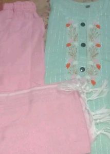 NewElegant MintGreen KurtaSet with PinkDupatta