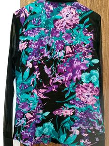 Designer Shirt For Girls With Black Net Sleeve