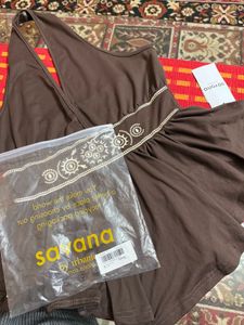 Brown Halter Top with Embroidery