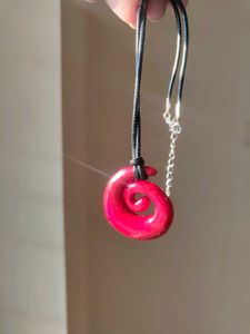 Crimson Red Spiral Pendant Necklace