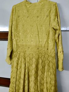 Elegant Yellow Embroidered Festive gown