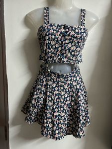Floral Print Crop Top &amp; Skirt Set
