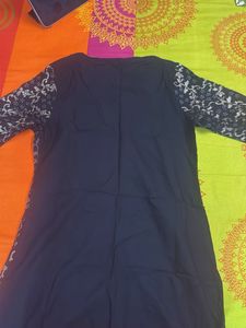 Elegant Black &amp; Gold Floral Print Kurti