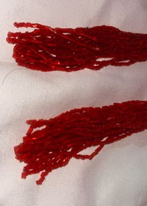 Red Beaded Tassel Earrings