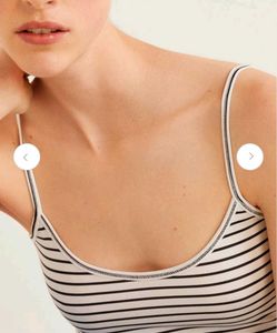 MANGO Women White &amp; Black Striped Fitted Top