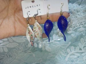 Leaf-Shaped Glass Earrings