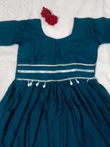 Elegant Teal &amp; White Kurta Set