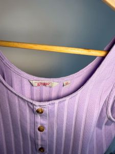 Cute Lavender Ribbed Henley Tank Top