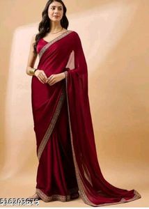 Elegant Maroon Silk Saree with Embellished Border