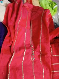Elegant Pink Striped Kurta Set with Dupatta
