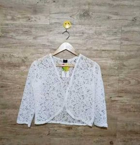 Elegant White Lace Bolero Shrug