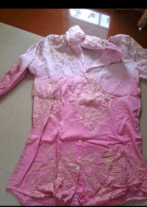 Pink top with Gold Print