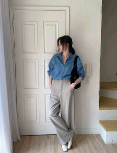 New with tag Korean Relaxed Fit Teal Linen Shirt
