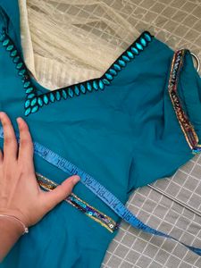 Turquoise Blue Embroidered Anarkali Dress