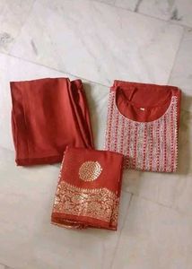 Elegant Orange Kurta Set with Dupatta