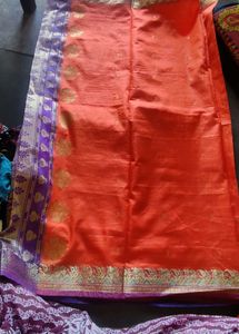 Elegant Purple &amp; Gold Floral Saree