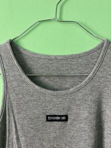 Ribbed Grey Cropped Tank Top