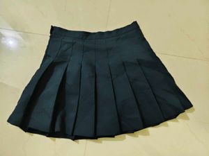 Dark Navy Blue Pleated Skirt
