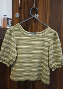 Striped Puff Sleeve Top