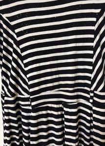Casual Black and White Striped A-Line Midi Dress