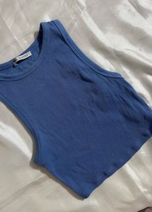 Blue Ribbed Tank Top