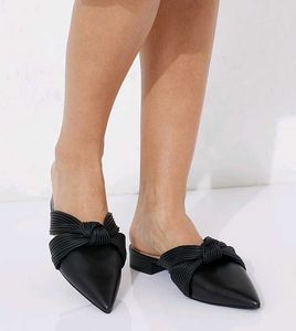Charles and Keith Black Knotted Mules