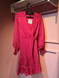 Vibrant Pink Swiss Dot Dress