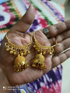 Bareli Ki Jhumka Golden &amp; Ad Stone Ear Ring Combos