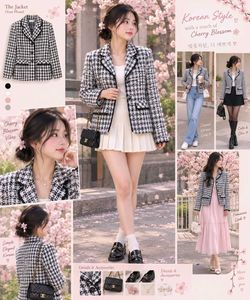 korean Tweed Blazer Jacket