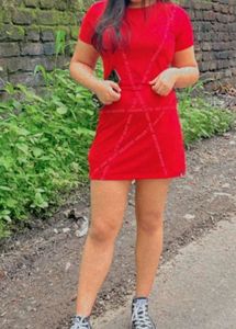 Red Graphic T-Shirt dress