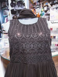 Elegant Brown Maxi Dress with dupatta