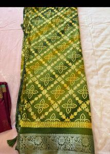 Vibrant Yellow and pink saree set