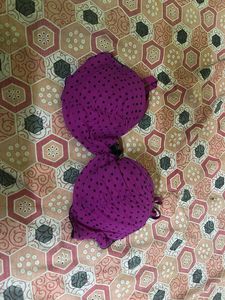 Purple Bra with Black Heart Print size 38