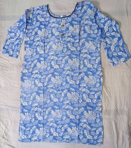 Blue Floral Print Kurta For Women