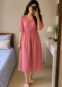 Chic Pink Polka Dot Dress