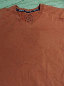 Men's Orange V-Neck T-Shirt
