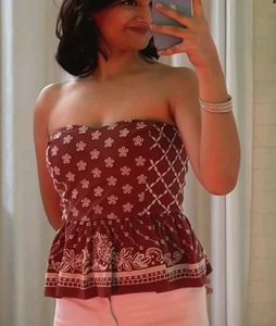 Rust Peplum Tube Top