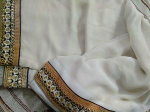 White Trending Designer Border Saree