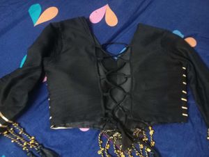 Stylish Black Tiered Lehenga Choli Set