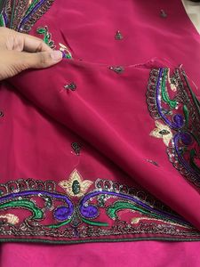 Embroidered Pink Saree with Sequins