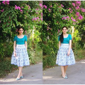 Indie Print Midi Skirt