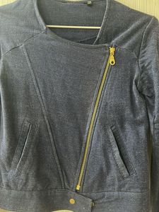 Women's Blue Denim Moto Jacket
