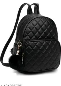 Chic Quilted Black Backpack