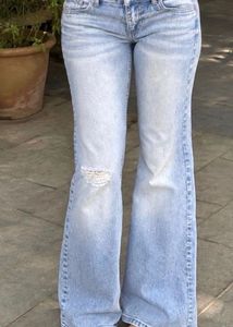Light Wash Distressed Flare Jeans