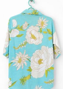 Sky blue Floral Print Button-Up Shirt