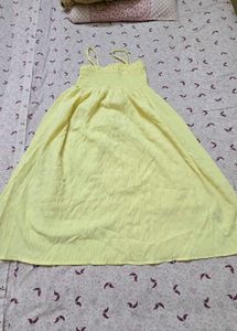 Cream Smocked Midi Dress