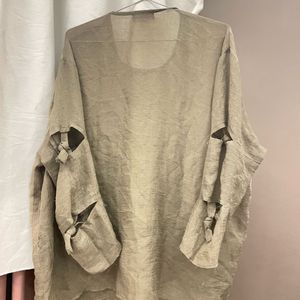 Unique Beige Striped Kurta with Pocket Detail