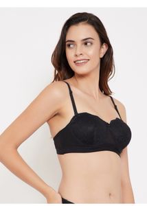 Clovia Women Balconette Lightly Padded Bra (Black)